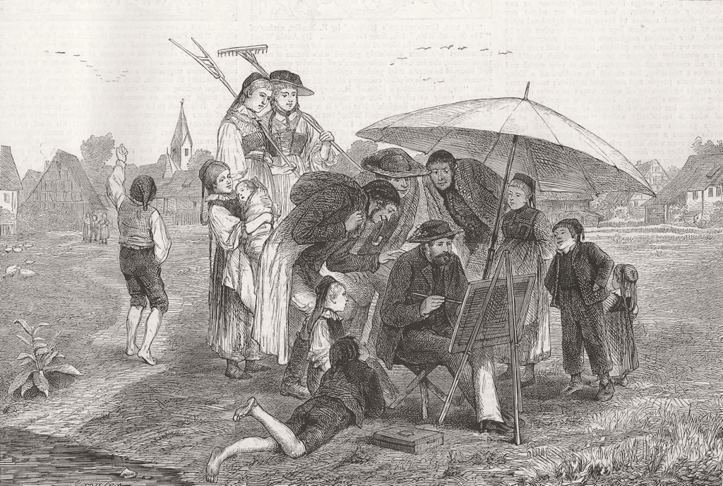 SOCIETY. Artist & his admirers 1876 old antique vintage print picture